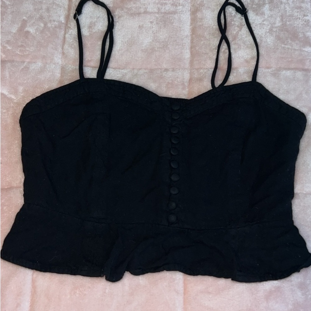 Chic Black Button-Up Crop Top